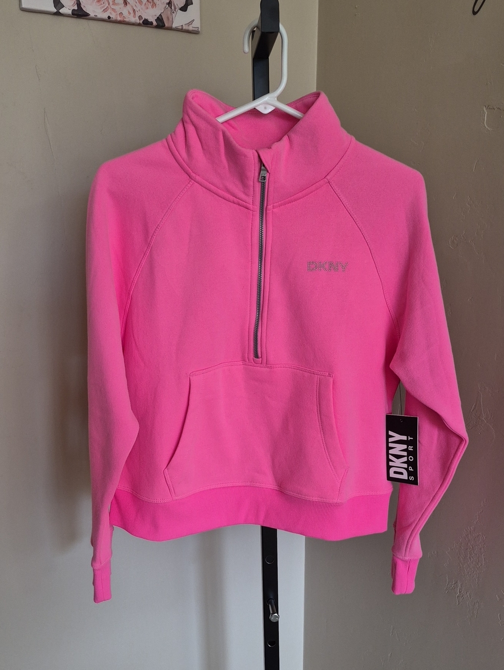 DKNY Sport Women's Pink Half-Zip Pullover Sweatshirt Size Small